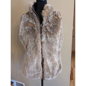 GAP Women's‎ Brown Faux Fur Reversible Vest Medium Washable/ Air Dry Pockets